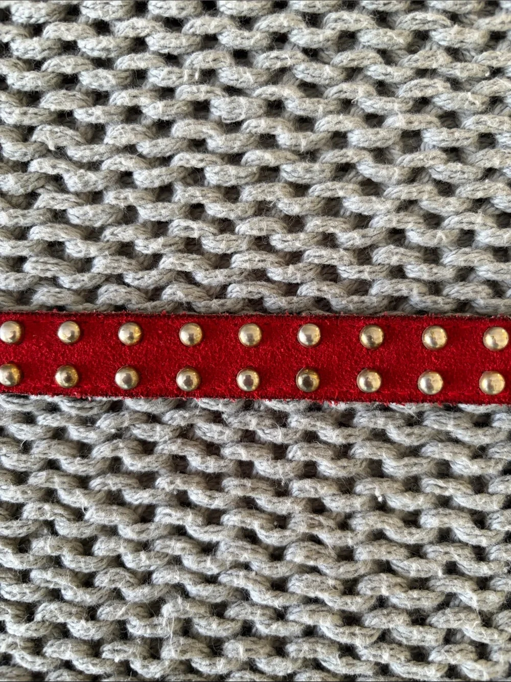 Studded Red Leather Waist Belt with Gold Buckle